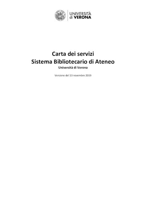 Pdf Carta Dei Servizi Sistema Bibliotecario Di Ateneo