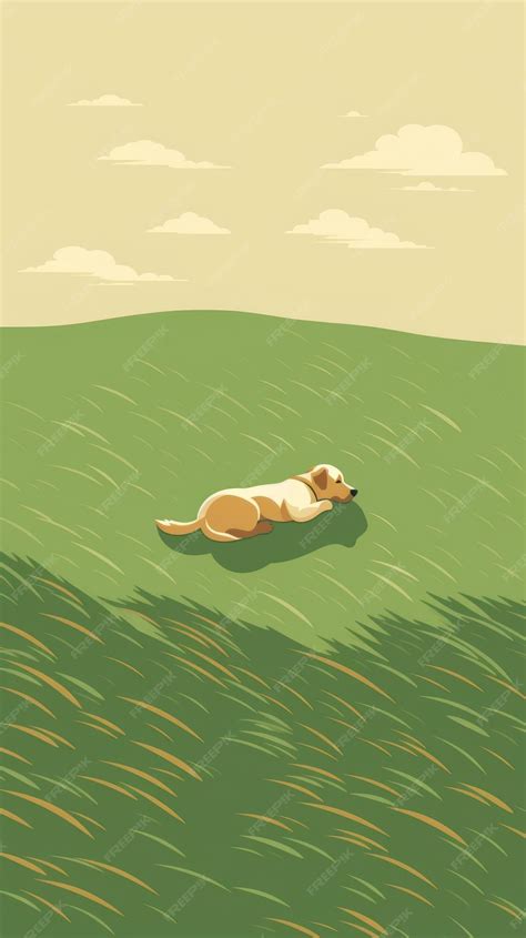 Grass field with dog outdoors cartoon animal | Premium AI-generated image