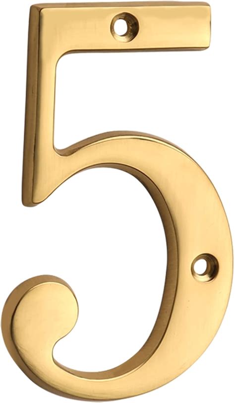 Hasware Inch Brass Modern Curvy House Number Polished Brass Finish