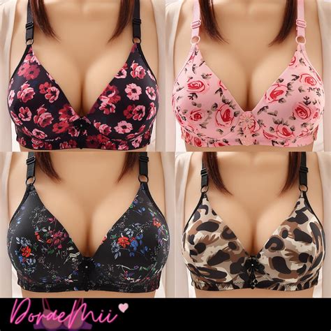 Doraemii Women Bra Wireless Bra Bc Cup Floral Flower Bra Plus Size Non Wired Bra Full Cup Bra