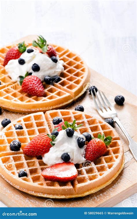 Waffles With Fresh Fruit Stock Image Image Of Fresh