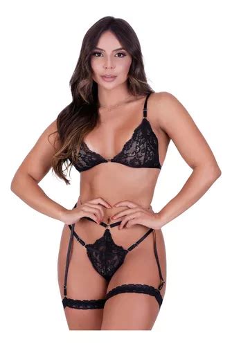 Conjunto Lingerie Gladiadora Completo Sexy Luxo Parcelamento Sem Juros