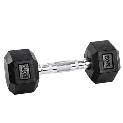 Halter Dumbbell Gallant Sextavado Emborrachado Pegada Cromada 3Kg