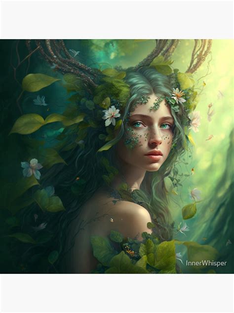 "Portrait of a Forest Nymph 3 Fantasy Digital Art" Sticker for Sale by ...