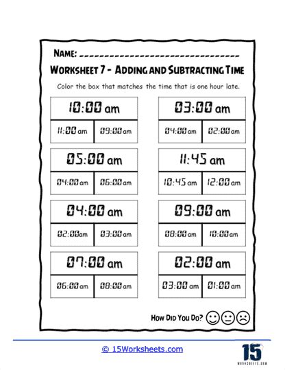 Adding And Subtracting Time Worksheets 15 Worksheets