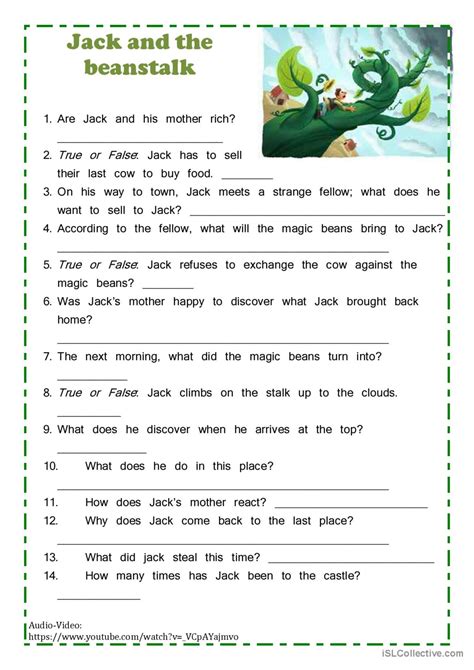 Jack And The Beanstalk Picture Story English Esl Worksheets Pdf And Doc