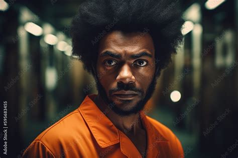 Prisoner in an Orange Suit sitting in prison. Generative Ai Stock ...