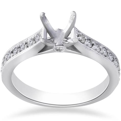 1/3ct Diamond Engagement Semi Mount Ring 14K White Gold Setting | eBay