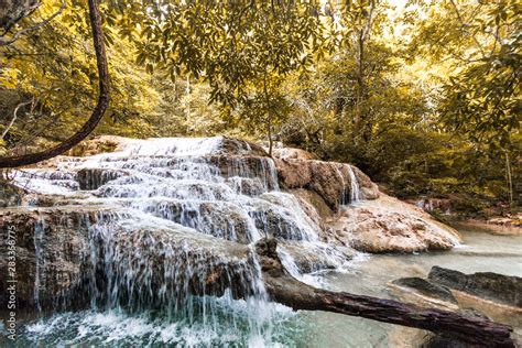 Beautiful Erawan Waterfall, Erawan National Park Stock Photo | Adobe Stock