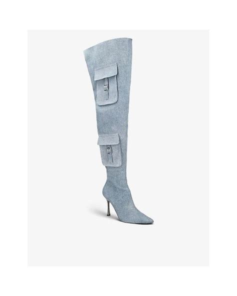 Steve Madden Brittany Pocket Heeled Knee High Boots In Blue Lyst UK