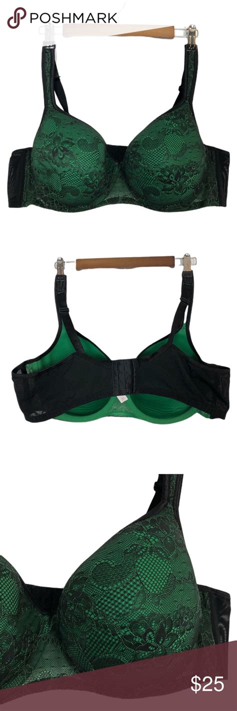 Cacique Size 46c Green And Black Lace Bra Black Lace Bra Lace Bra