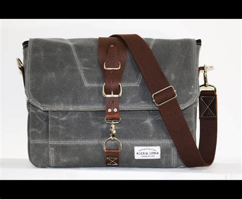 Waxed Canvas Messenger Bag Handmade Charcoal By Alexmlynch