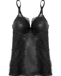 La Perla Leather And Lace Paneled Corset In Black Lyst