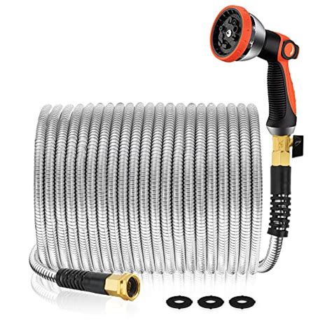 Garden Hose 50 Ft Metal Stainless Steel Water Hose Flexible Heavy