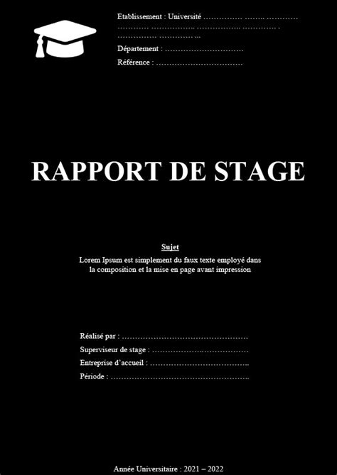 Page De Garde Du Rapport De Stage Au Format Word Et Pdf Off