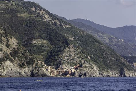 Rugged Cinque Terra Coast From Water Stock Image Image Of Water