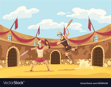 Gladiators Fighting Two Engage Royalty Free Vector Image