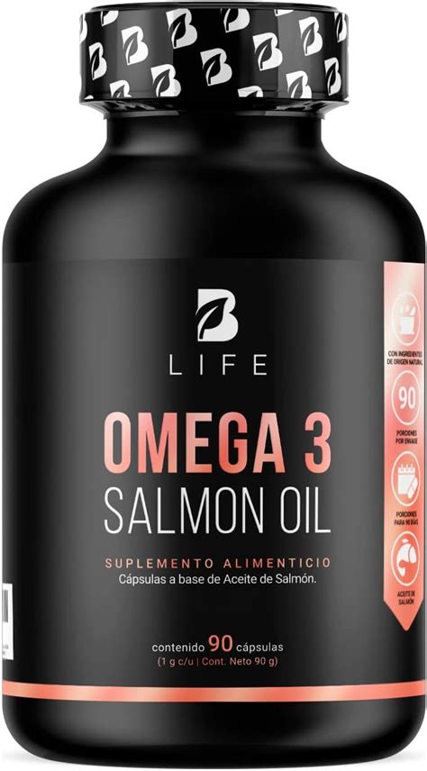 Omega 3 Aceite Puro De Salmón 90 Cápsulas Con 1000 Mg Por Porción