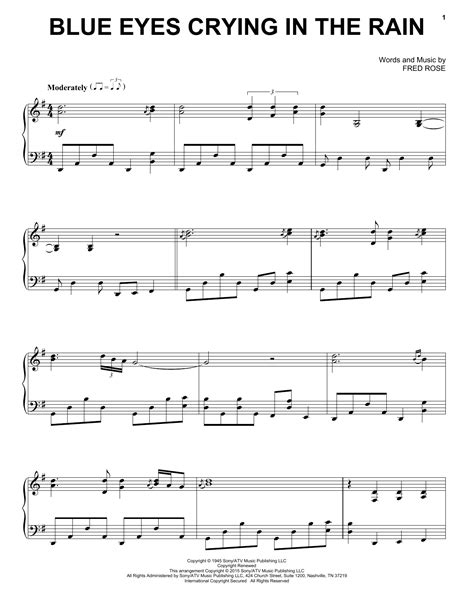 Willie Nelson Blue Eyes Crying In The Rain Sheet Music