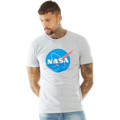 Buy Nasa Mens Classic Logo T Shirt Grey Marl