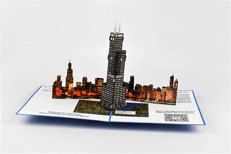 Custom 3d Pop Up Card Willis Tower Chicago