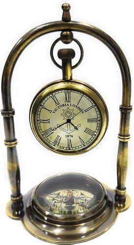 Nautical Clock Ship Table Clock Brass Desk Clock Maritime Brass Compass