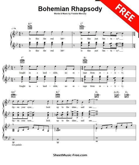 Bohemian Rhapsody Piano Sheet Music Original