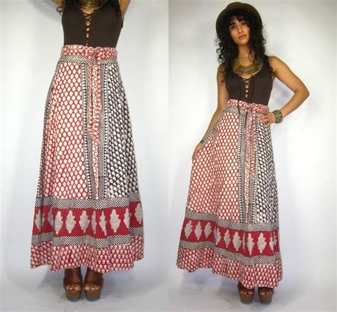 60s Indian Wrap Skirts Ethnic Vintage 60s HIPPIE Indian FLORAL Polka