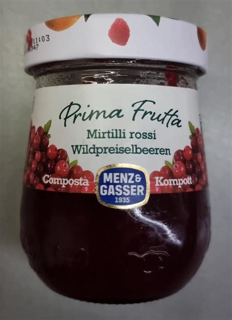 Composta Mirtilli Rossi Prima Frutta Menz Gasser Kal Rie Kj A