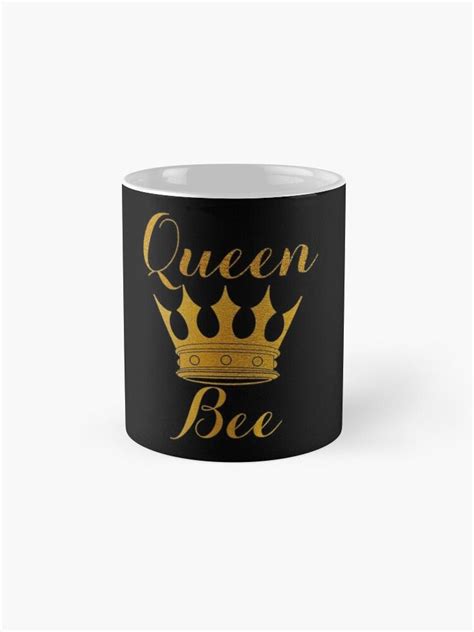 Gold Queen Bee And Crown Black Mug Home Decor