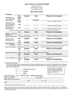 Fillable Online Afi Annual Convention Fax Email Print Pdffiller