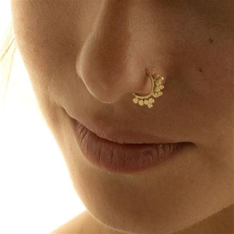 Indian Septum Ring Tribal Nose Ring Nose Piercing Gold Etsy In 2021