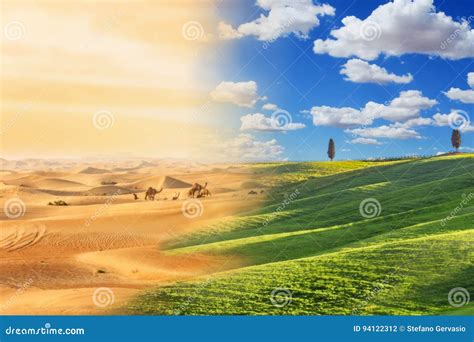 Climate Change With Desertification Process. Stock Photo ...