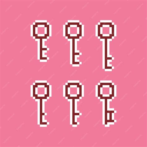 Premium Vector | Pixel simple key set