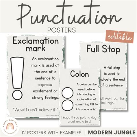 Punctuation Posters Modern Jungle English Classroom Decor Default Title Miss Jacobs Little