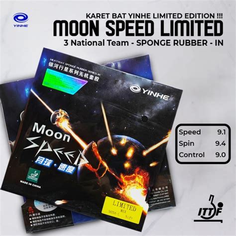 Jual KARET BAT TENIS MEJA PINGPONG YINHE MOON SPEED LIMITED BLUE SPONGE