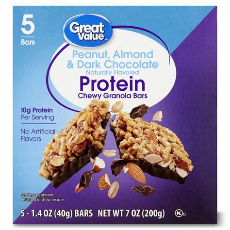 Great Value Peanut Almond Dark Chocolate Protein Chewy Granola Bars