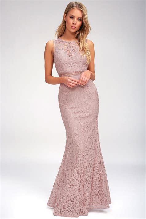 Lovely Mauve Dress Lace Dress Maxi Dress Mermaid Dress Lulus