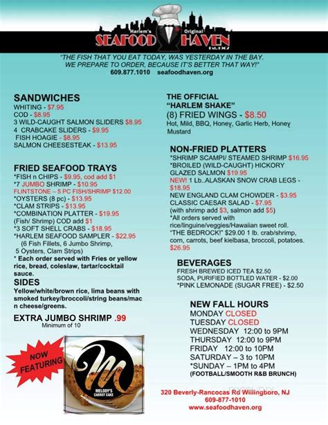 Menu Of Seafood Haven In Willingboro NJ 08046