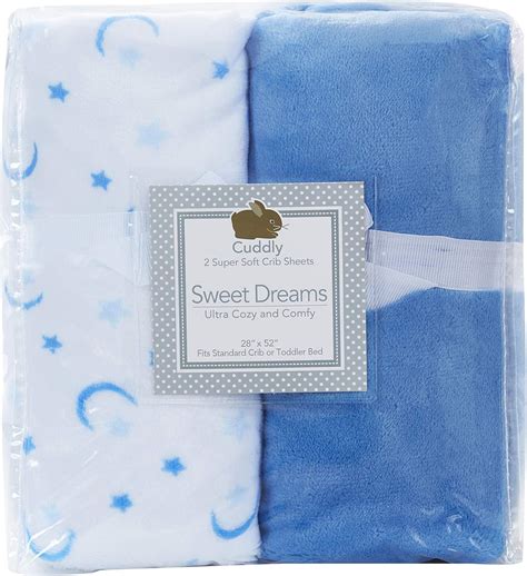 Cozy Fleece Microplush Super Soft Fitted Crib Sheets Set Of 2 Blue White With