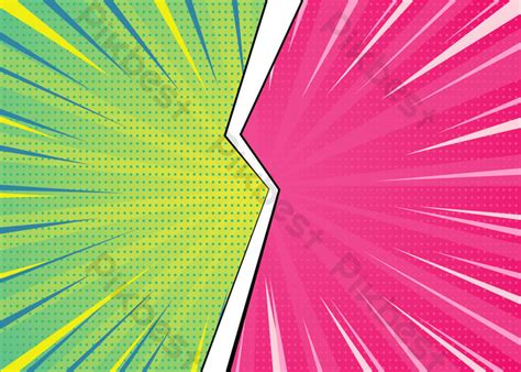 Green Vs Pink Pop Art Background Comic Style Retro Vector Graphic