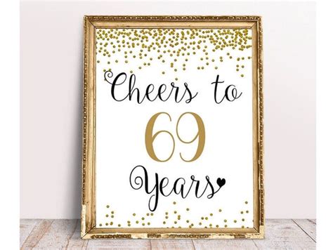 Cheers To 69 Years 69th Birthday Sign 69th Anniversary Sign Etsy