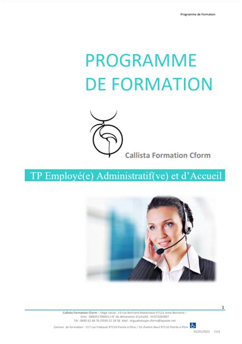 Titre Professionnel Employ Administratif Et D Accueil Callista Formation