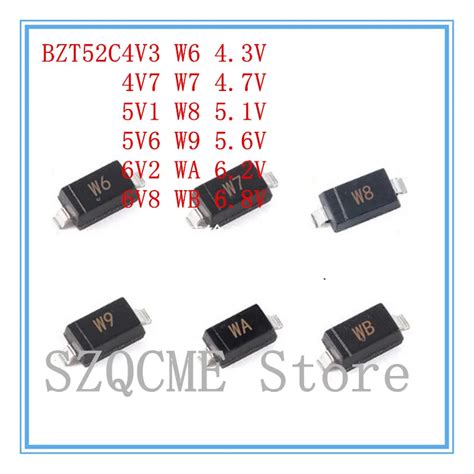 100 Buah SMD Zener Diode SOD 123 1206 500MW 1 2W BZT52C4V3 W6 BZT52C4V7