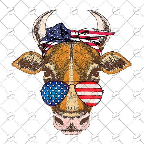 Th Of July Cow Png Patriotic Cow Sublimation Designs Etsy