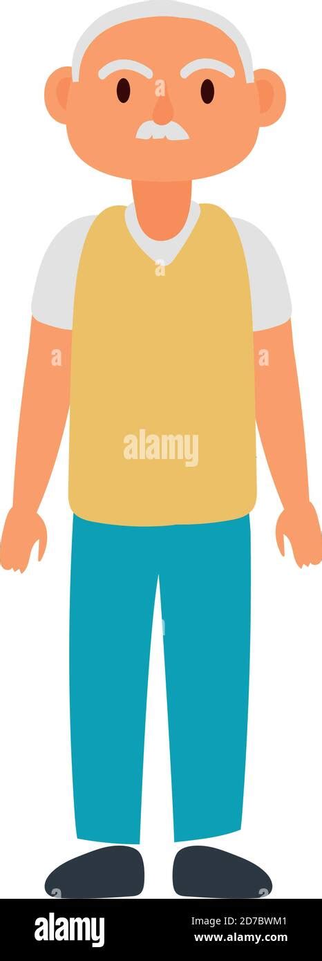 Old Man Standing Avatar Character Vector Illustration Design Stock