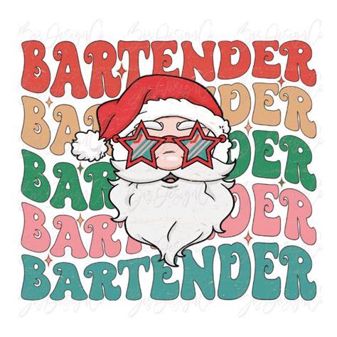 Santa S Favorite Bartender Png Leopard Groovy Christmas Sublimation