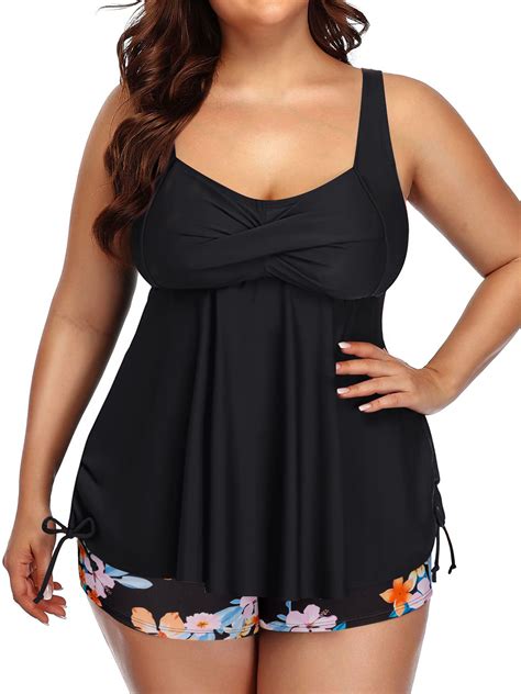 Rivelino Plus Size Swimsuit For Women Tummy Control 2 Piece Tankini