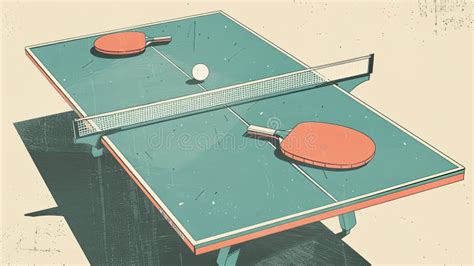 A Drawing Showing a Ping Pong Poster Design with a Table and Paddles ...