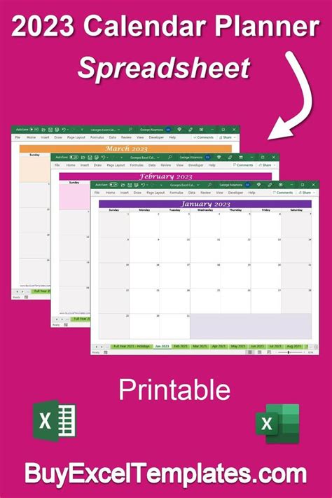 Printable 2023 Calendar Spreadsheet: Downloadable Excel Templates ...